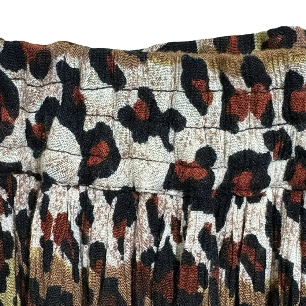 Vintage Jane Ashley 100% Rayon Mixed Animal Print Maxi Skirt Size Medium Peasant